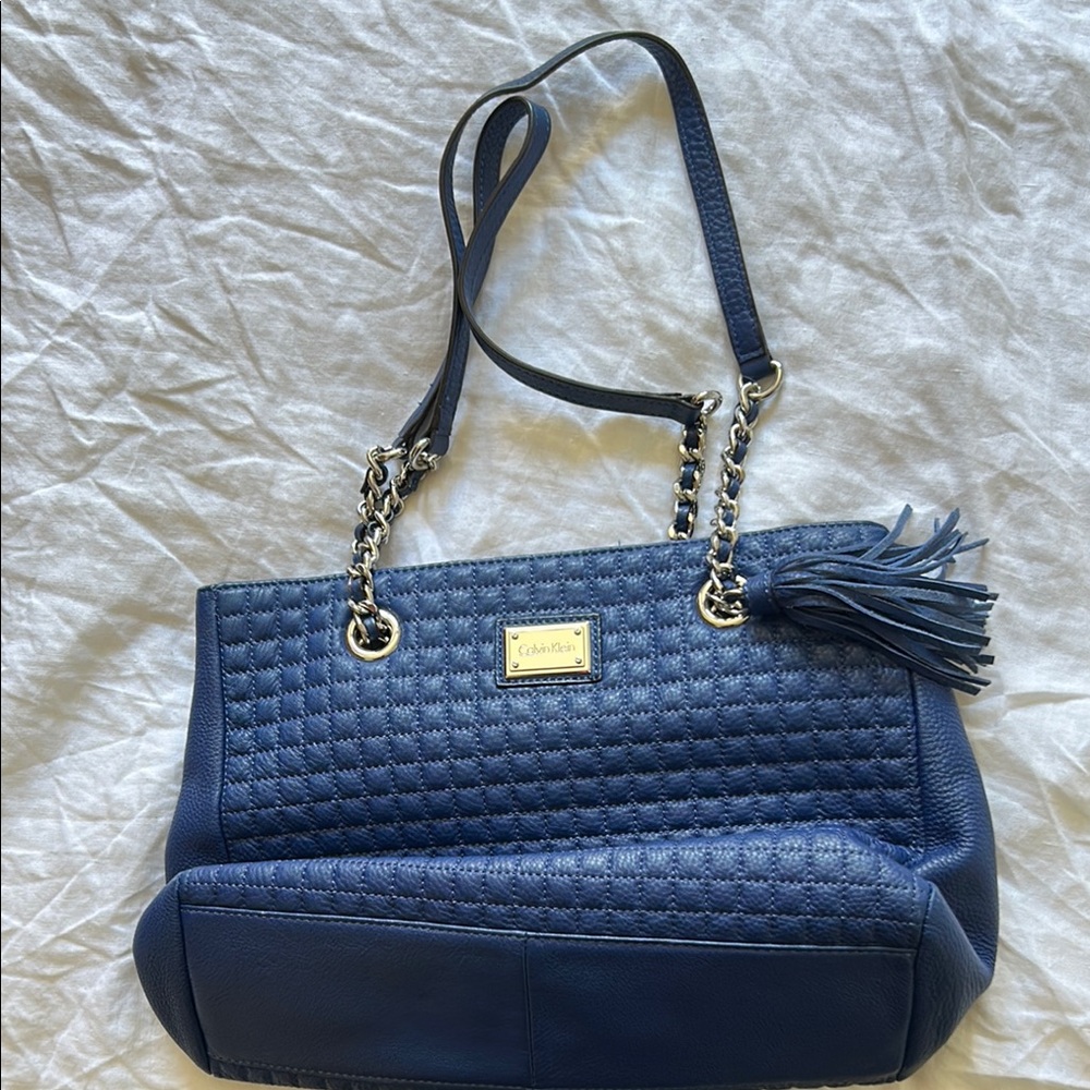 Calvin Klein Navy Quilted Shoulder Bag